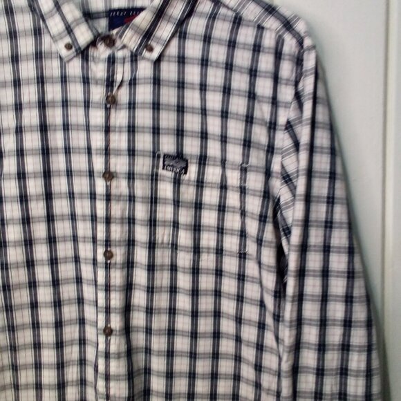 Perry Ellis America Shirt Men XL Button Down Long Sleeve Plaid White Black - Picture 4 of 15